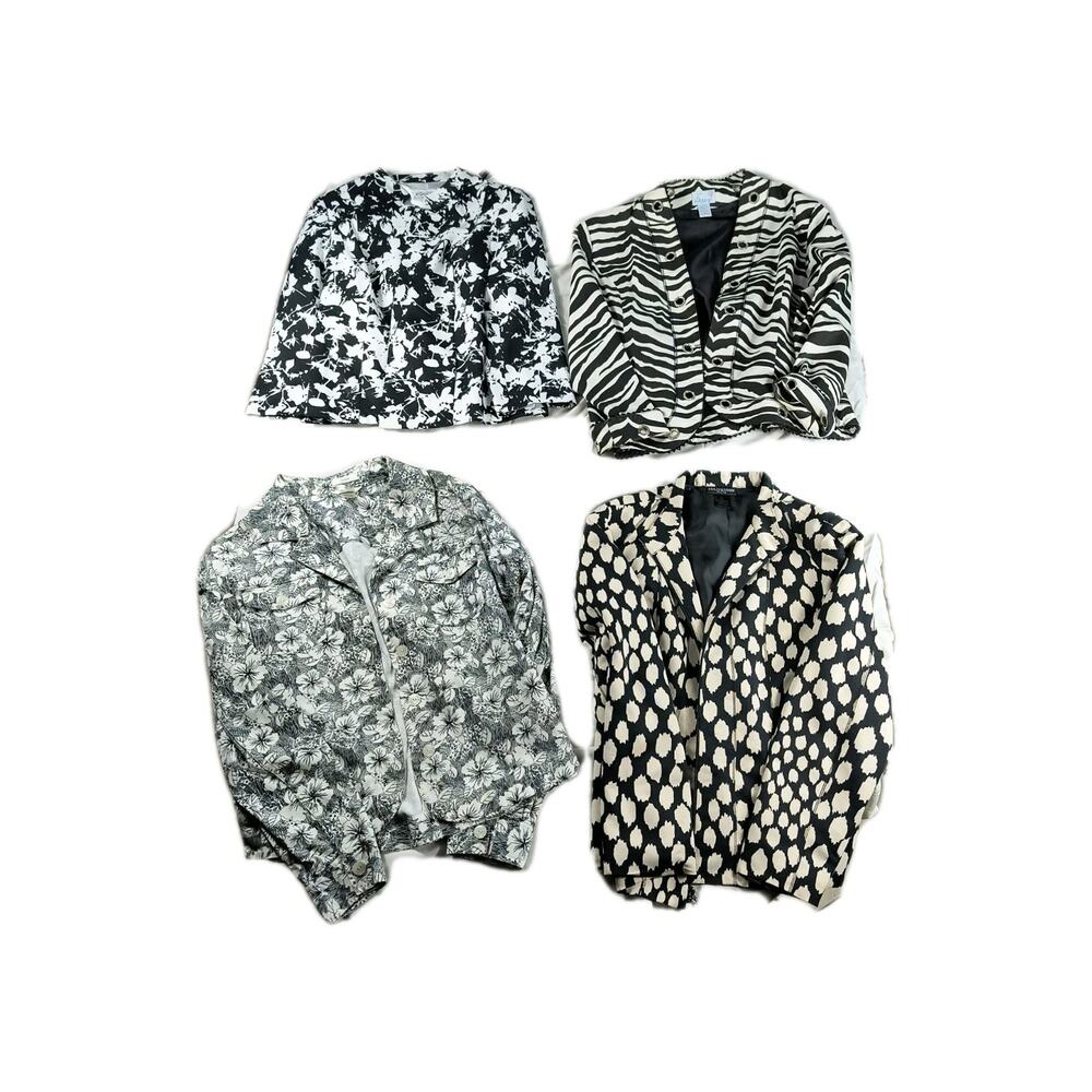 Lot of 4 Stylish Women’s Jackets Mixed Sizes (L–XL–10) Modern Prints